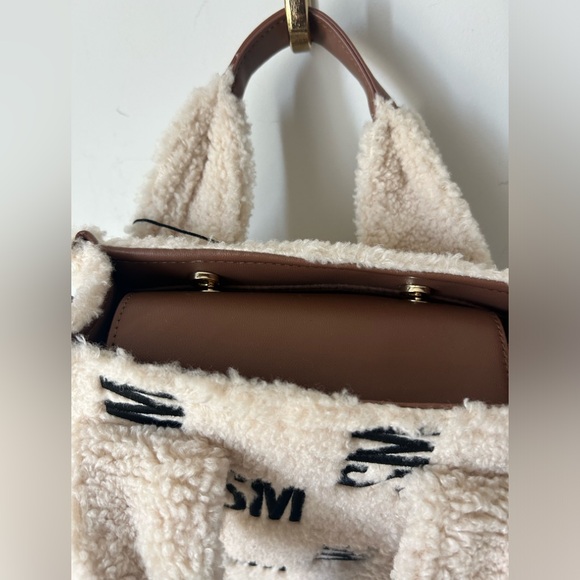 Steve Madden Embroidered Cream Sherpa Satchel - Picture 4 of 6